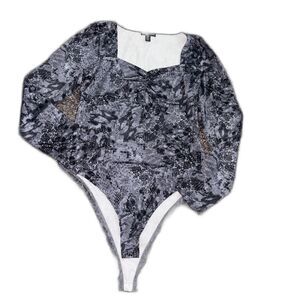 Aqua Snake Skin Long Sleeve Bodysuit Size Large